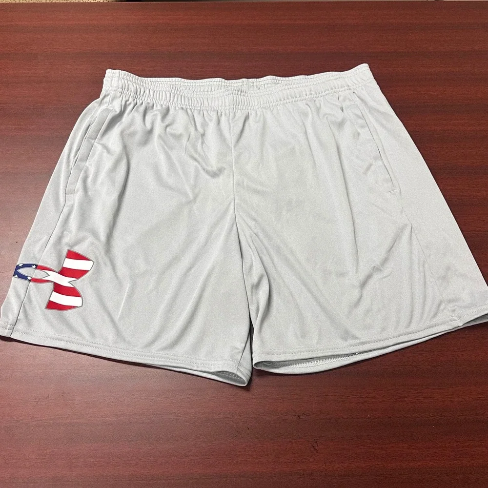Under Armour Freedom Tech BFL Shorts Mens XL Loose Gray Athletic Gym Workout NWT